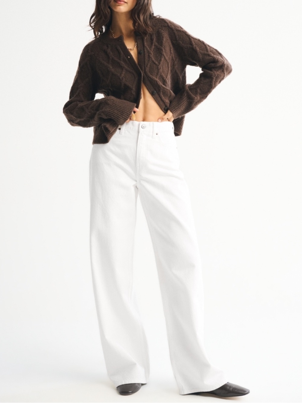 Abercrombie & Fitch High-Rise Wide-Leg White Jeans